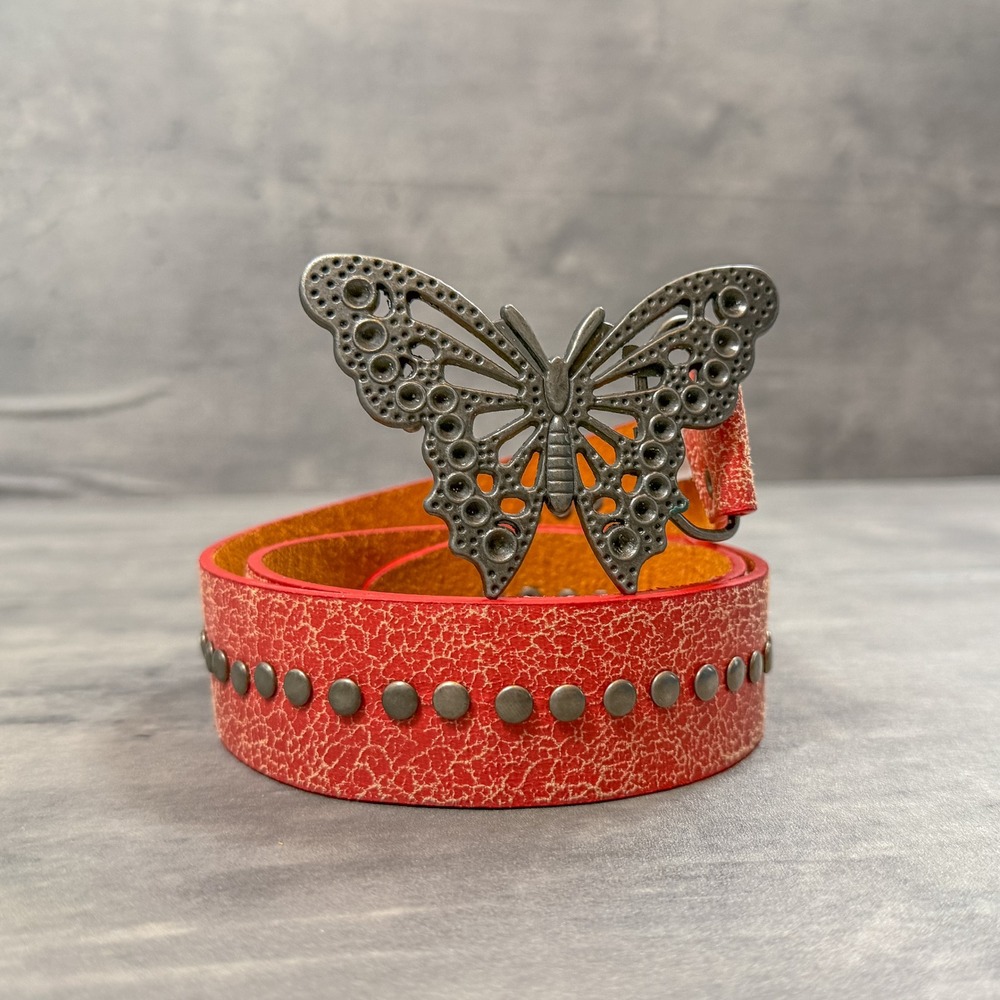 Vintage VTG Y2K 2000's 00's Butterfly Studded Red Belt